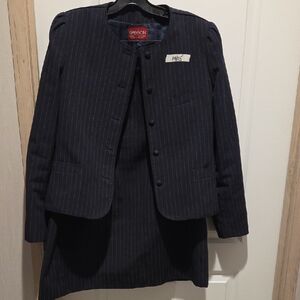 Gray Pinstripe Blazer and Skirt Set